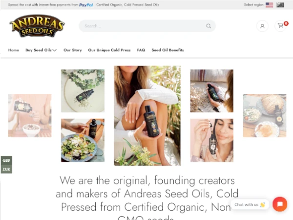 Andreas Seed Oils Europe Website Design by QCD Lancaster
