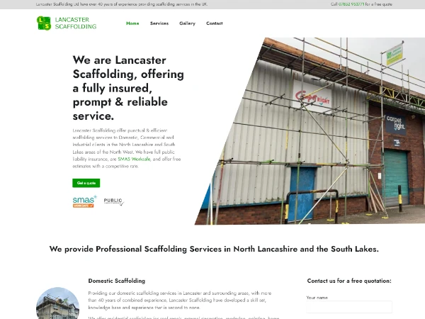 Lancaster Scaffolding Website Design by QCD Lancaster
